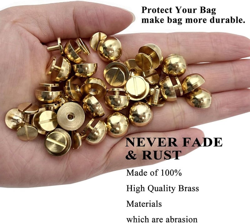 honigo 24 Pcs Gold Rivets Stud Handbag Purse Feet 1/2 inch Round Metal Solid Brass Studs Screw Back Feet 12mm Buckle Spikes Leathercraft for Leather Bag Totes DIY Craft - Image 5